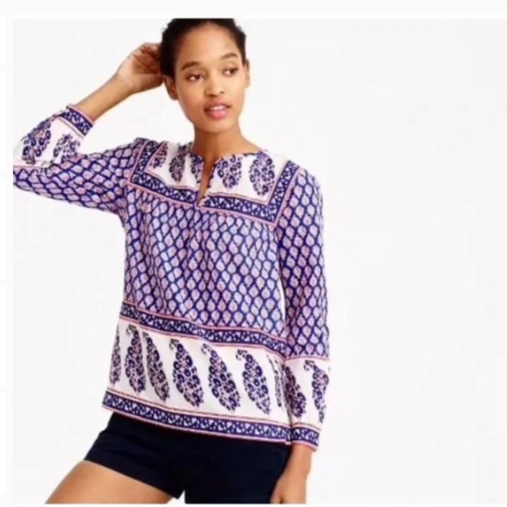 J. Crew Mixed Paisley Popover Top Size 6